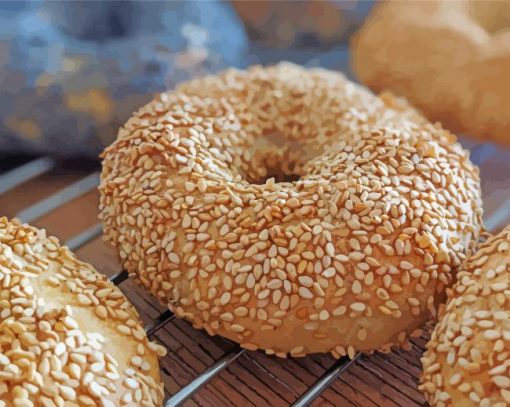Sesame Bagel paint by number