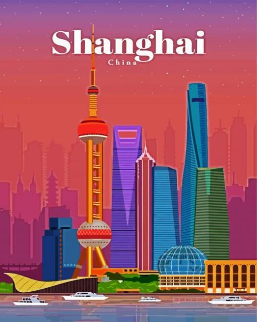 Shanghai City Poster paint by numbers