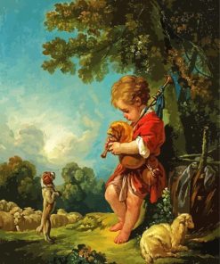 Shepherd Boy With Bagpipe paint by numbers