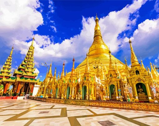 Shwedagon Pagoda Burma paint by numbers