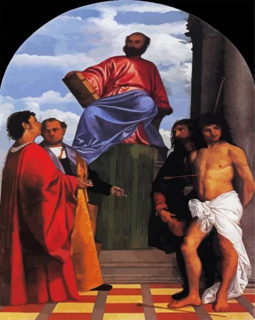 St Mark Enthroned By Tiziano paint by numbers