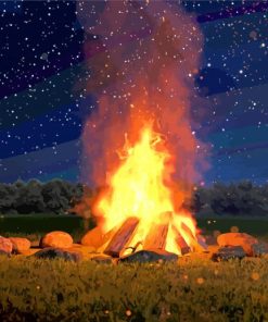 Starry Night Bonfire paint by number