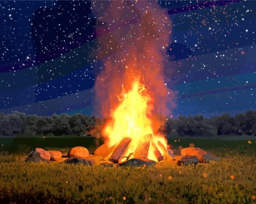 Starry Night Bonfire paint by number
