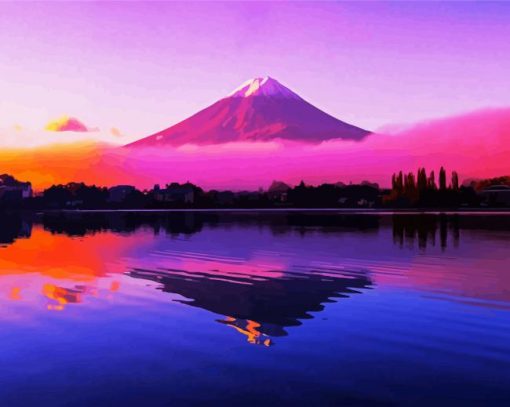Sunset At Mt Fuji paint by number