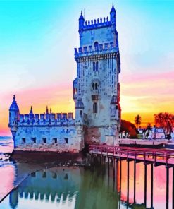 Sunset In Belem Tower paint by number