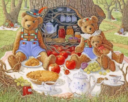 Teddy Bears Picnic paint by numbers
