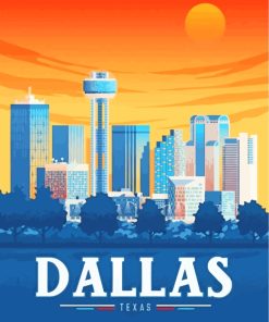 Texas Dallas Poster paint by numbers
