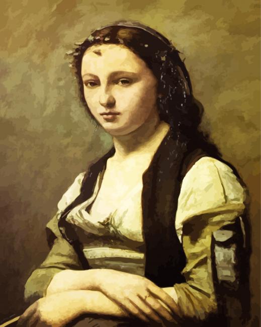 The Woman With A Pearl By Corot paint by number