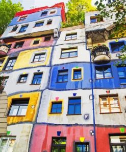 The view Of Hundertwasser House In Vienna paint by number