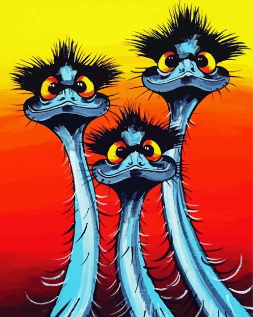 Three Emu Birds paint by number
