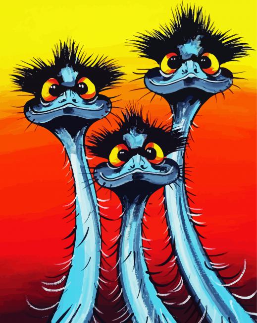 Three Emu Birds paint by number
