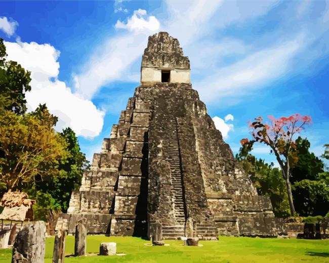 Tikal Guatemala paint by number