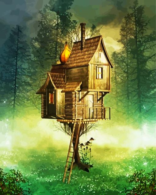 Treehouse Illustration paint by number