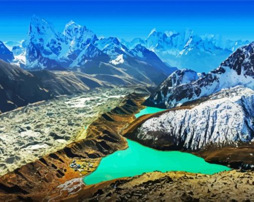 Tsomgo Chho Himalayas paint by numbers