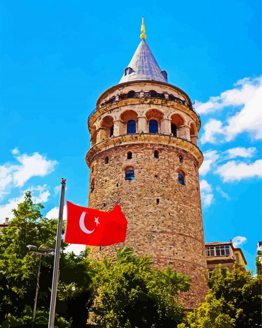Turkey Galata Tower Monument paint by numbers