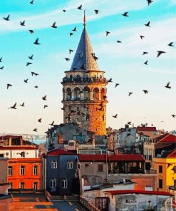 Turkey Galata Tower paint by number