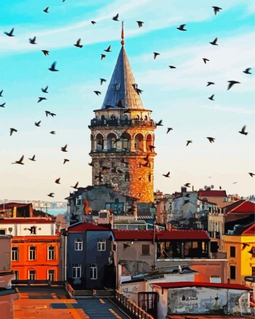 Turkey Galata Tower paint by number