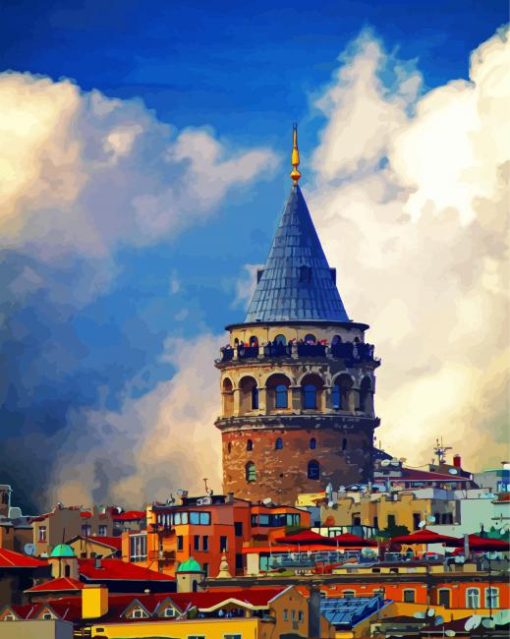 Turkey Istanbul Galata Tower paint by number