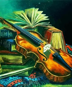 Violin And Books paint by number