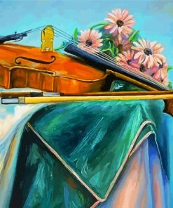 Violin And Flowers paint by number