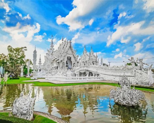 Wat Rong Khun White Temple Thailand paint by numbers