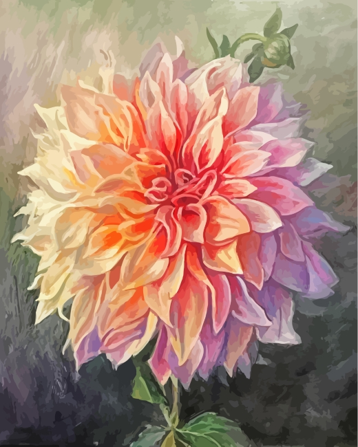White Dahlia Art paint by number