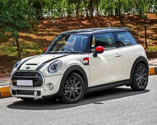 White Mini Cooper paint by numbers