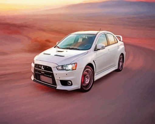 White Mitsubishi Lancer Car paint by numbers