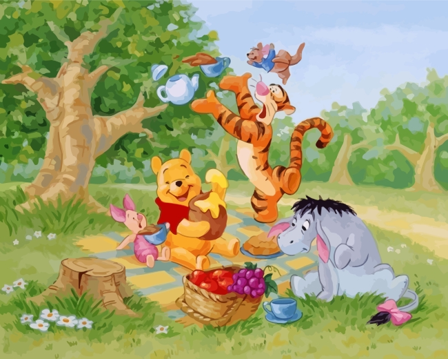 Winnie The Pooh Picnic paint by numbers