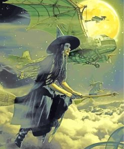 Witch Flying At Night paint by numbers