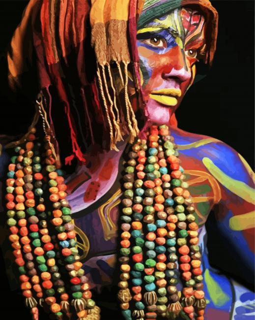 Woman Breads Necklace paint by numbers