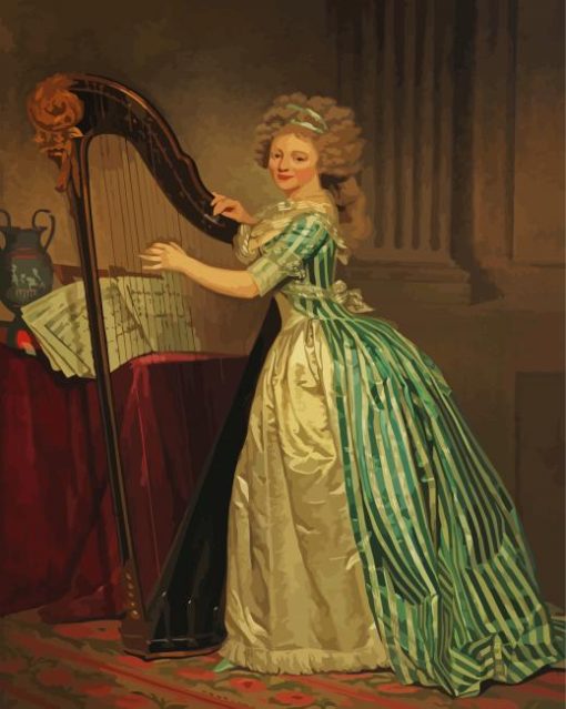 Woman With Harp paint by numbers