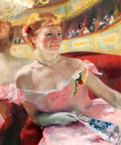 Woman With A Pearl Necklace In A Loge By Cassat paint by number