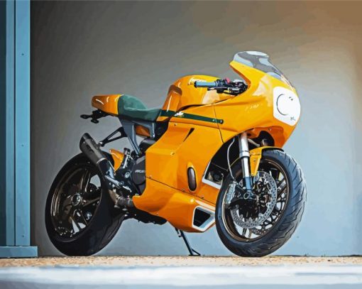 Yellow Ducati Motor paint by numbers
