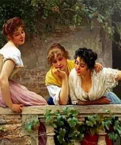 Young Girls On Balcony paint by numbers