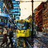 Abstract Urban Yellow Tram paint by number