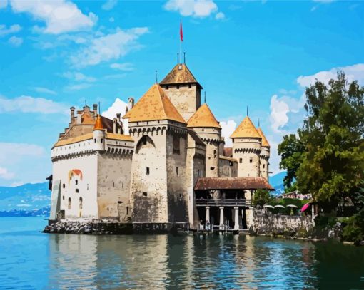 Aesthetic Chillon Castle paint by number