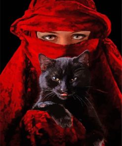 Arab Woman And Black Cat paint by numbers