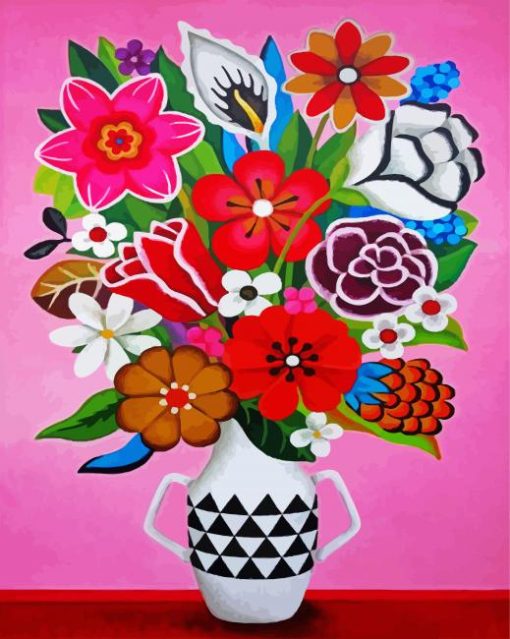 Aesthetic Beautiful Vase Of Flowers paint by number