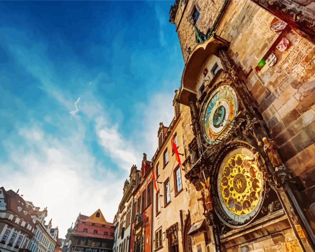 Aesthetic Prague Astronomical Clock Czech paint by numbers