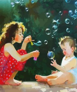 Aesthetic Siblings And Bubbles paint by numbers