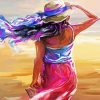 Aesthetic Woman Wearing Sunhat paint by number