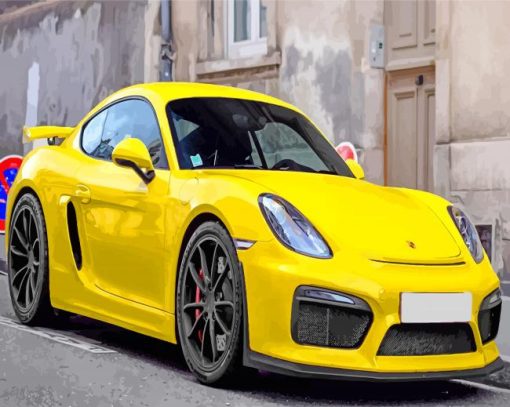 Aesthetic Yellow Porsche Cayman paint by numbers