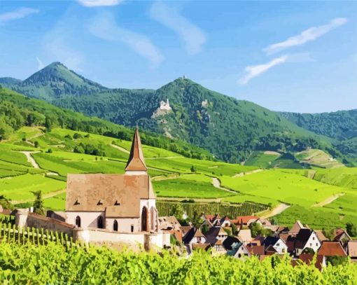 Alsace France Landscape paint by numbers