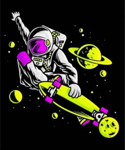 Astronaut Skateboarding paint by number