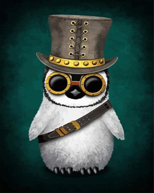 Baby Penguin Steampunk paint by numbers
