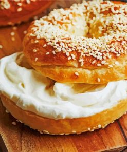 Bagels White Cream Cheese paint by number
