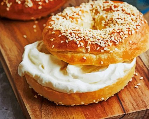 Bagels White Cream Cheese paint by number