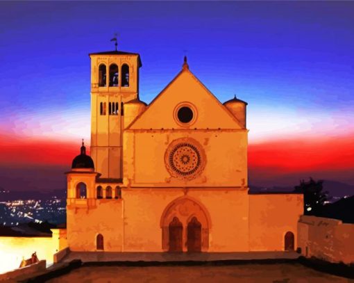 Basilica Of San Francesco Dassisi Sunset Colors paint by numbers