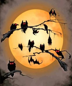 Bats Silhouette paint by numbers